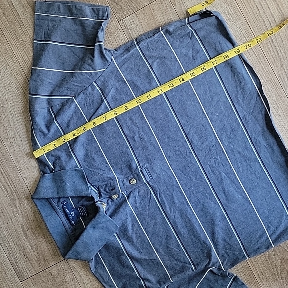 Preppy cut off collard shirt 👕 blue L XL - Picture 6 of 8